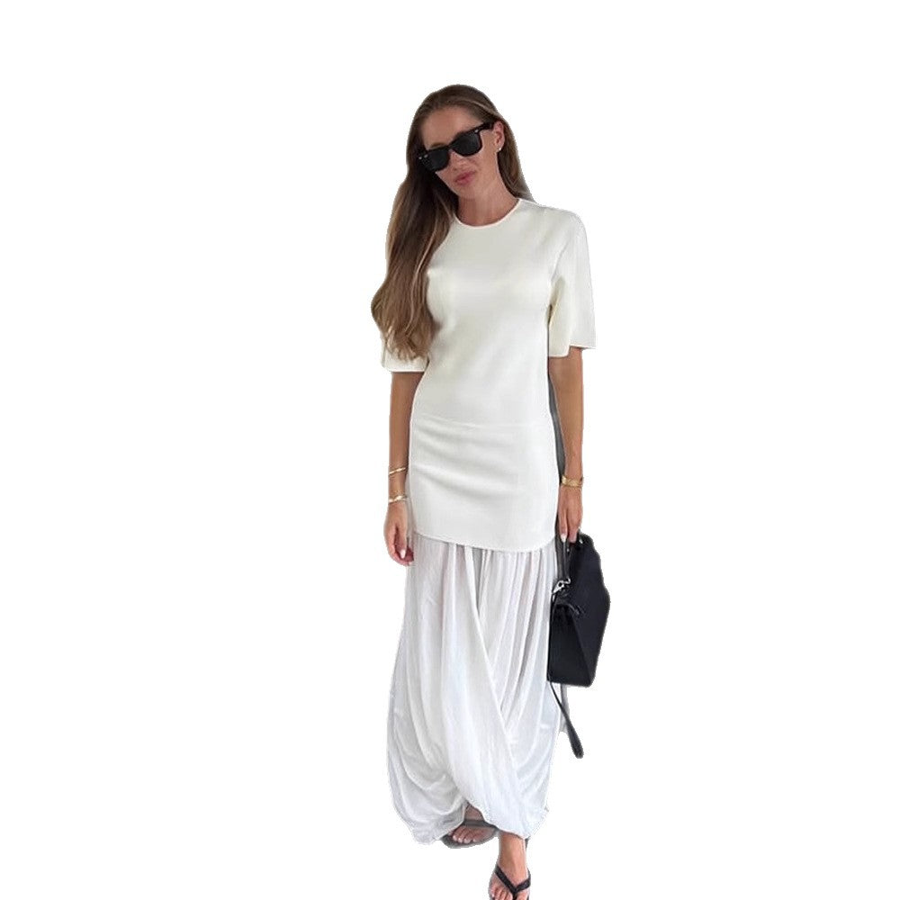 Dame elegant asymmetrisk overdel med vide ærmer Stilla