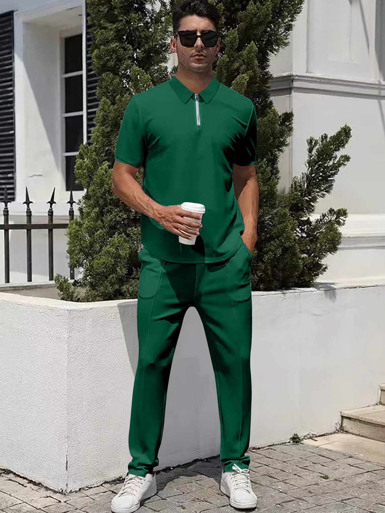 Herrer Sportivt Polo-shirt med funktionel lynlås og elegant snit Stilla