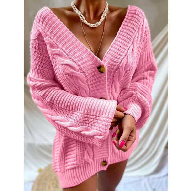 Dame hyggelig strikcardigan med knapper Stilla