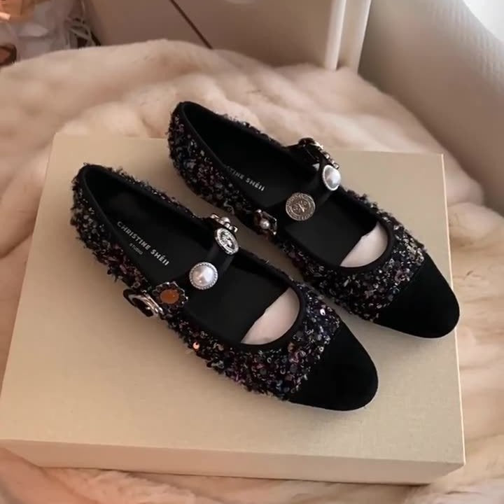 Dame Elegant Pyntet Mary Jane Ballerinas Stilla