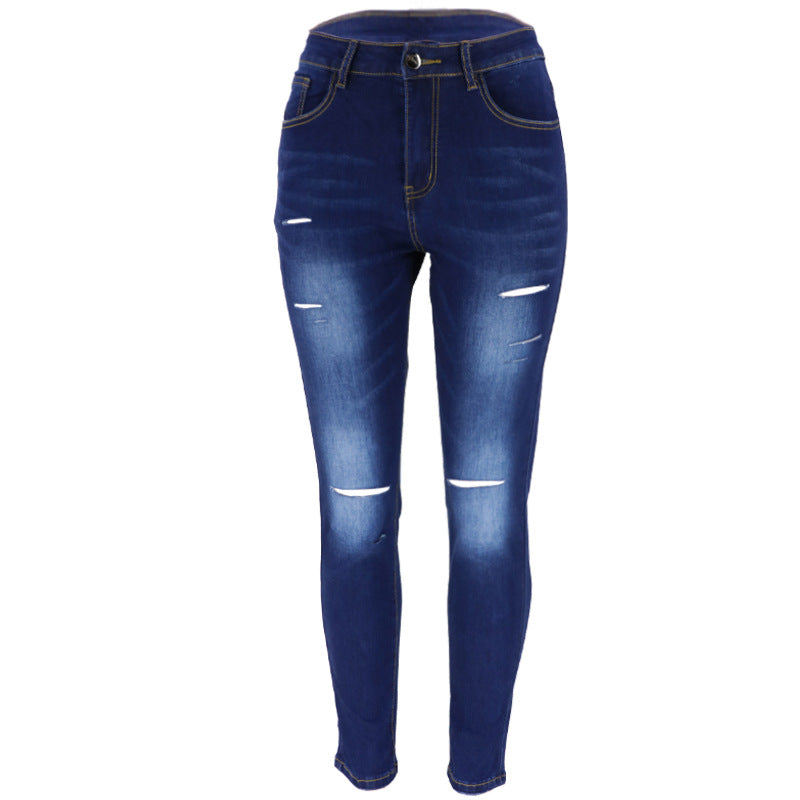 Dame Ripped Skinny Jeans med høj talje og afslappet pasform Stilla