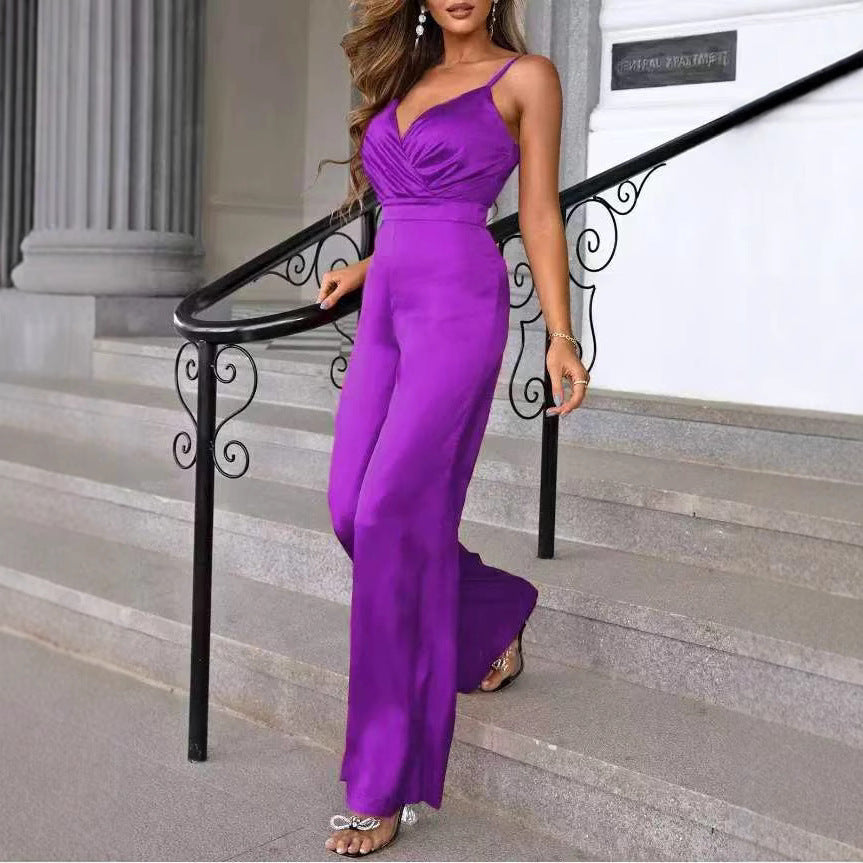 Dame elegant jumpsuit med flydende snit og raffinerede spaghetti stropper Stilla