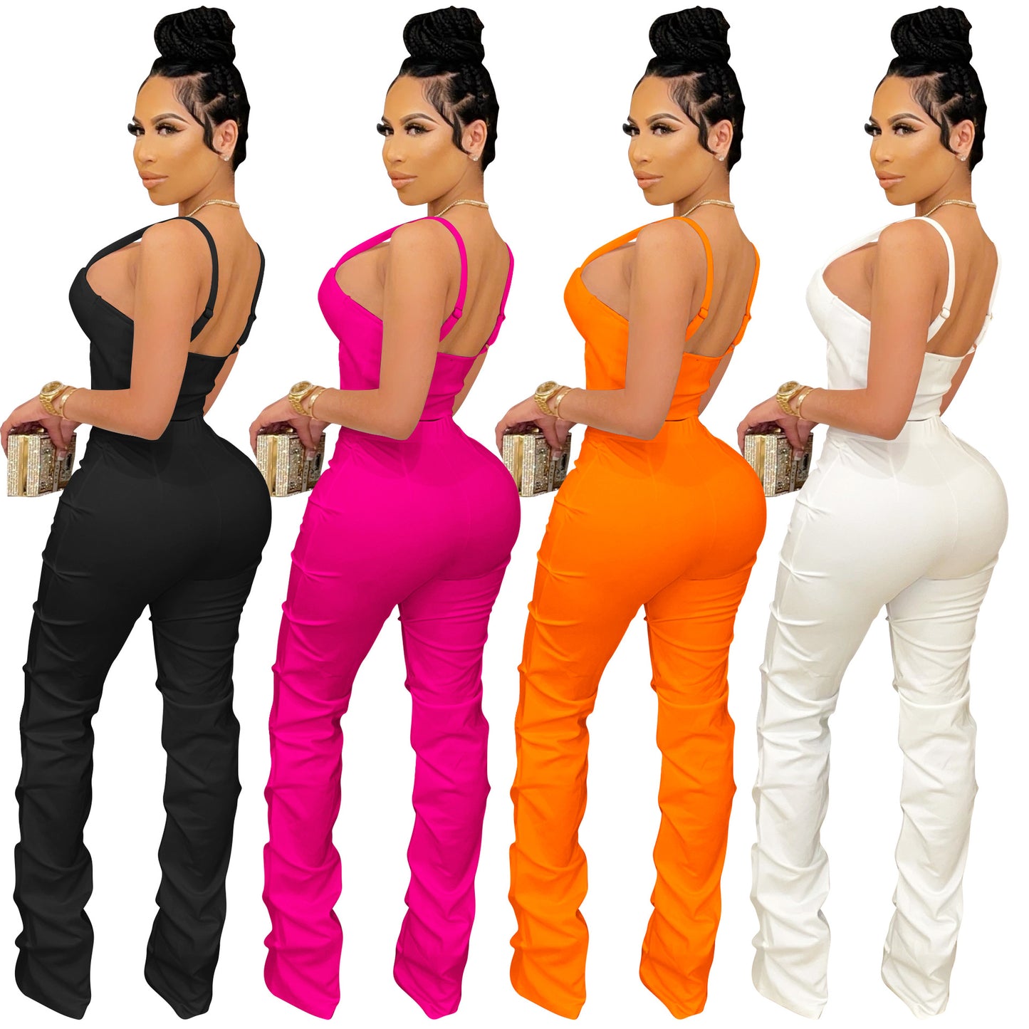 Dame figurtilpasset jumpsuit med transparente indsatser og lynlås Stilla