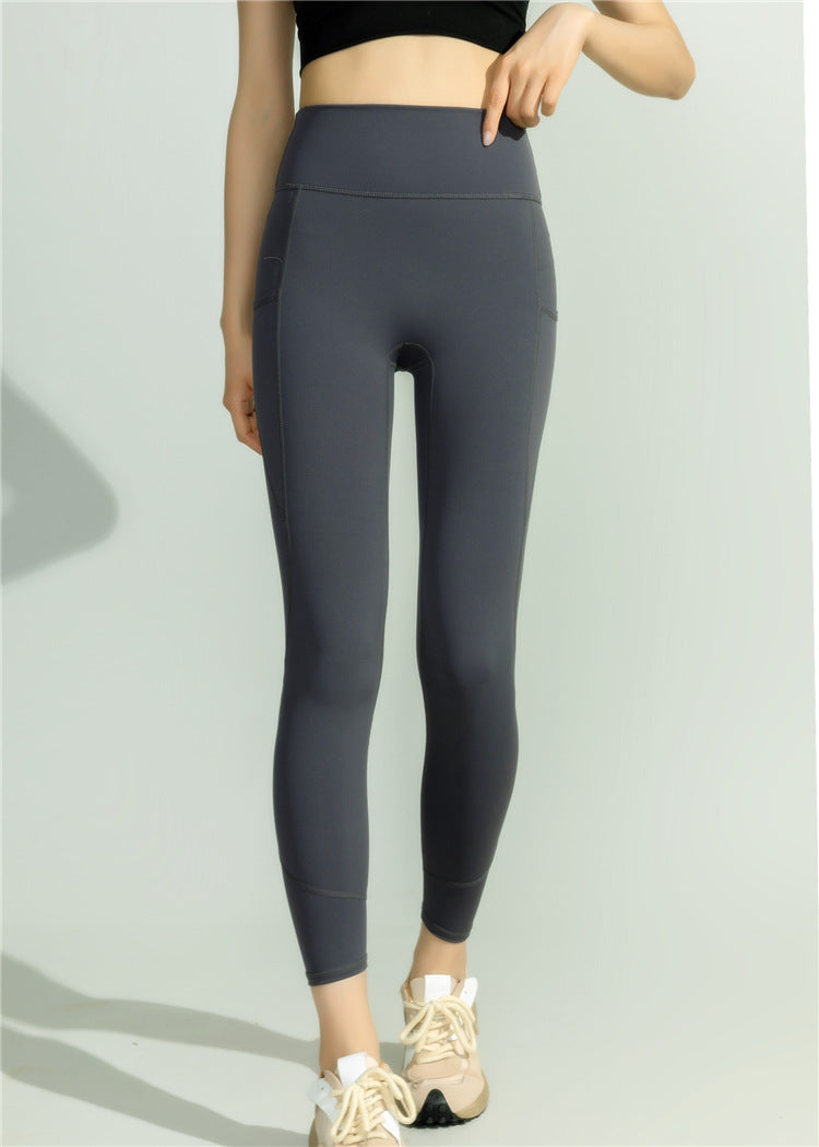 Dame High-Waist Yoga Leggings med sidelomme Stilla