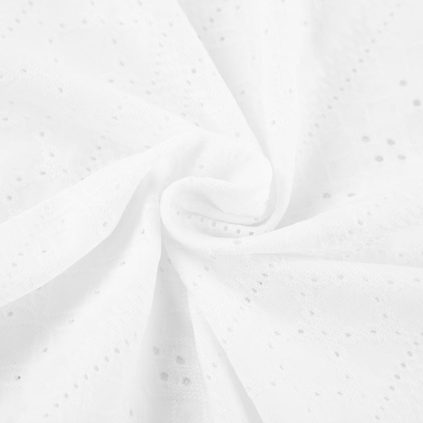 Dame afslappet kortærmet sæt med hulmønster og elastisk bånd Stilla