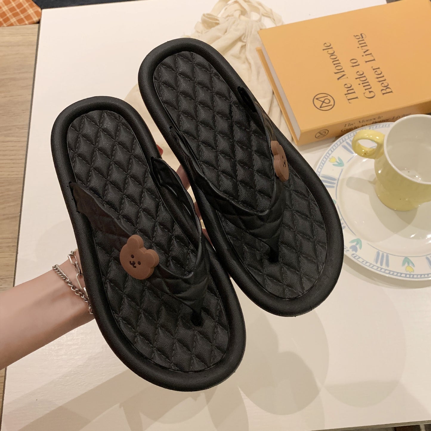 Dame Komfortable og stilfulde pantofler med teddy-motiv Stilla