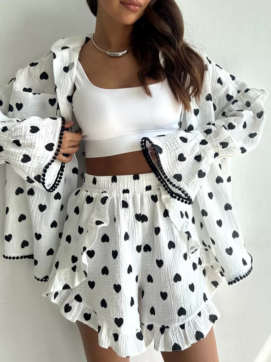 Dame afslappet bluse og shorts sæt Stilla