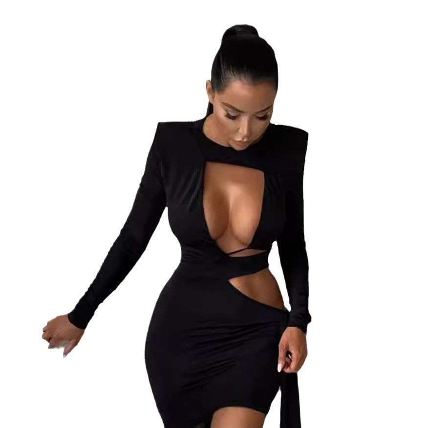 Dame Cut-Out Maxi Kjole med spændende draperingsdetaljer og smal pasform Stilla