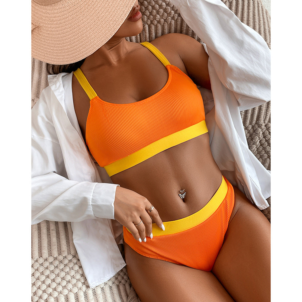 Dame To-delt Bikiniset med sporty snit og raffineret ribstruktur Stilla