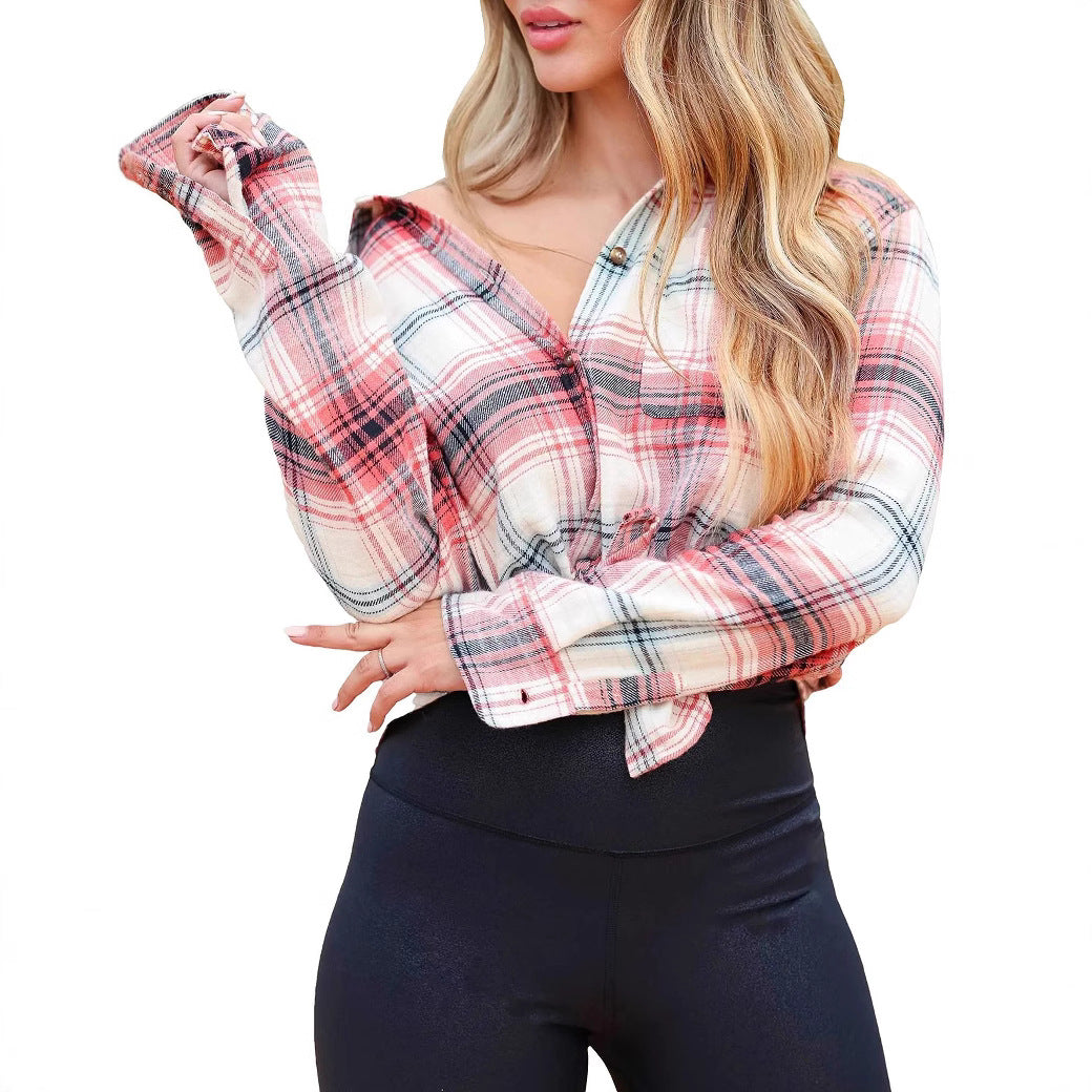 Femme Afslappet Fit Flannel Knap-Up Skjorte Stilla