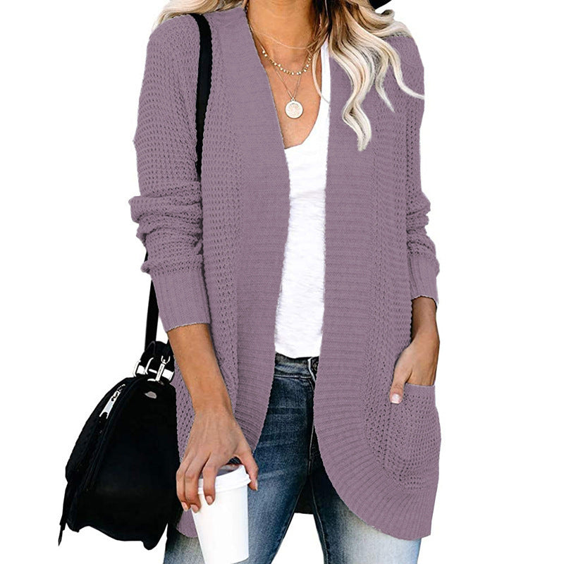 Dame casual strikcardigan med lommer og åben front Stilla