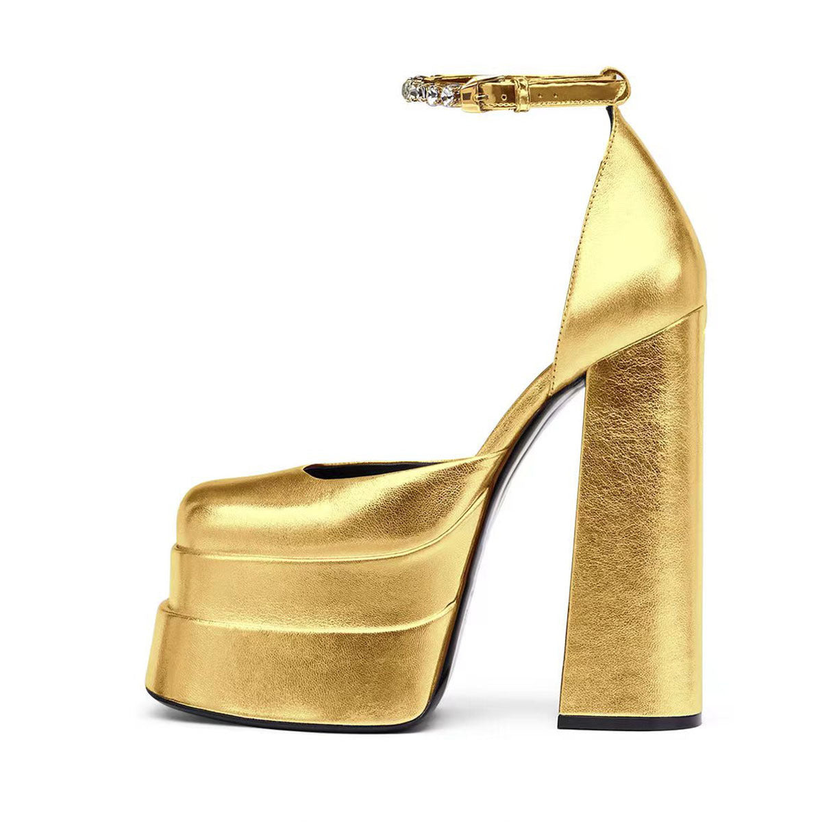 Femme Strappy Platform Højhælede Sandaler med tyk Blokhælk og Ankelrem Stilla