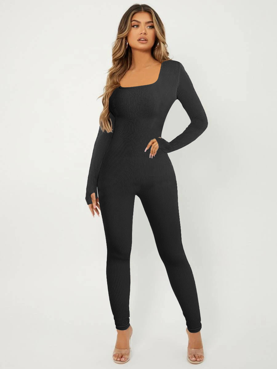 Dame jumpsuit med lange ærmer og struktureret design Stilla