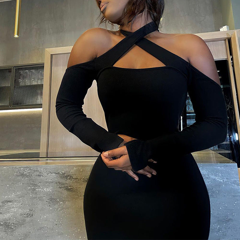 Dame Elegant Langærmet Maxikjole med cut-out Detalje Stilla