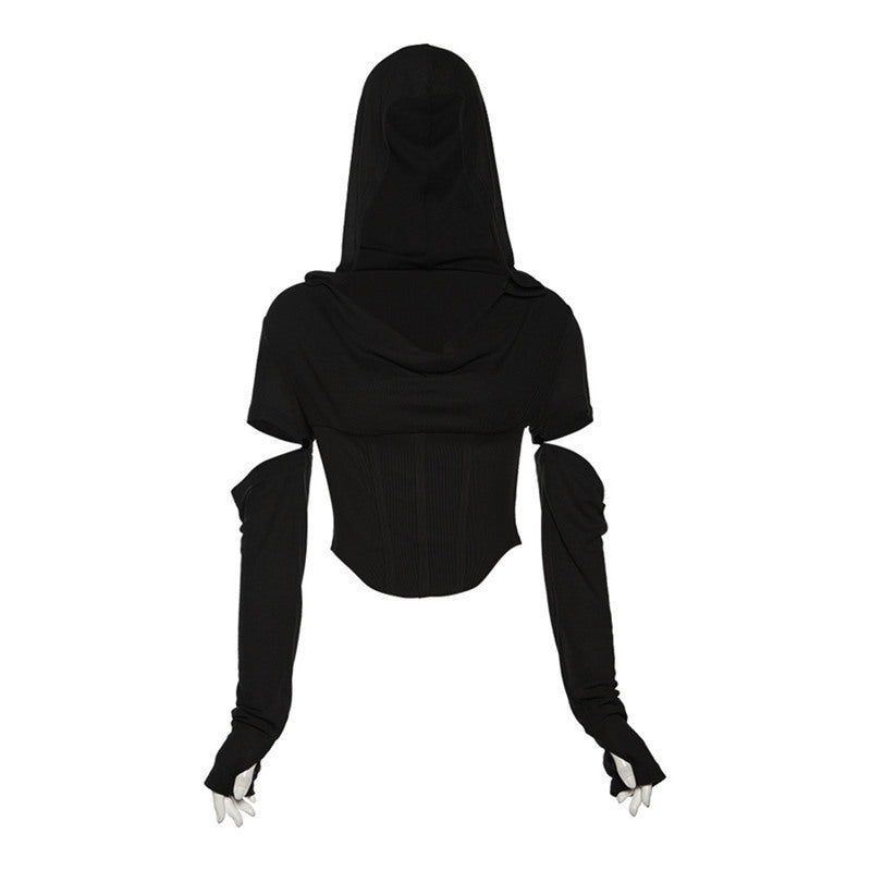 Dame Cropped Hoodie med innovativt ærmedesign Stilla