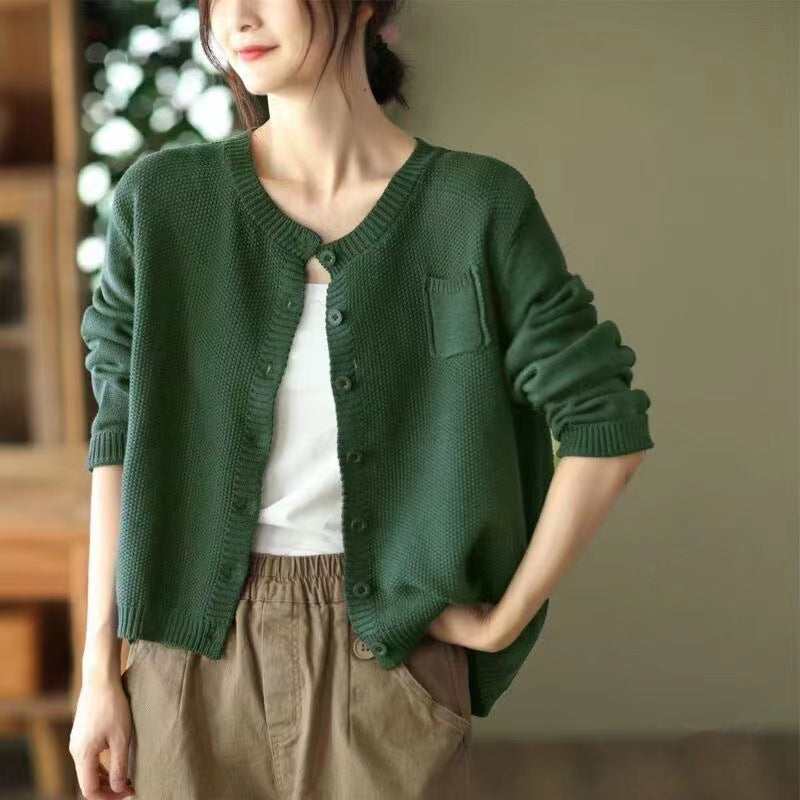 Femme Tekstureret Knap-Up Behagelig Strik Cardigan Stilla