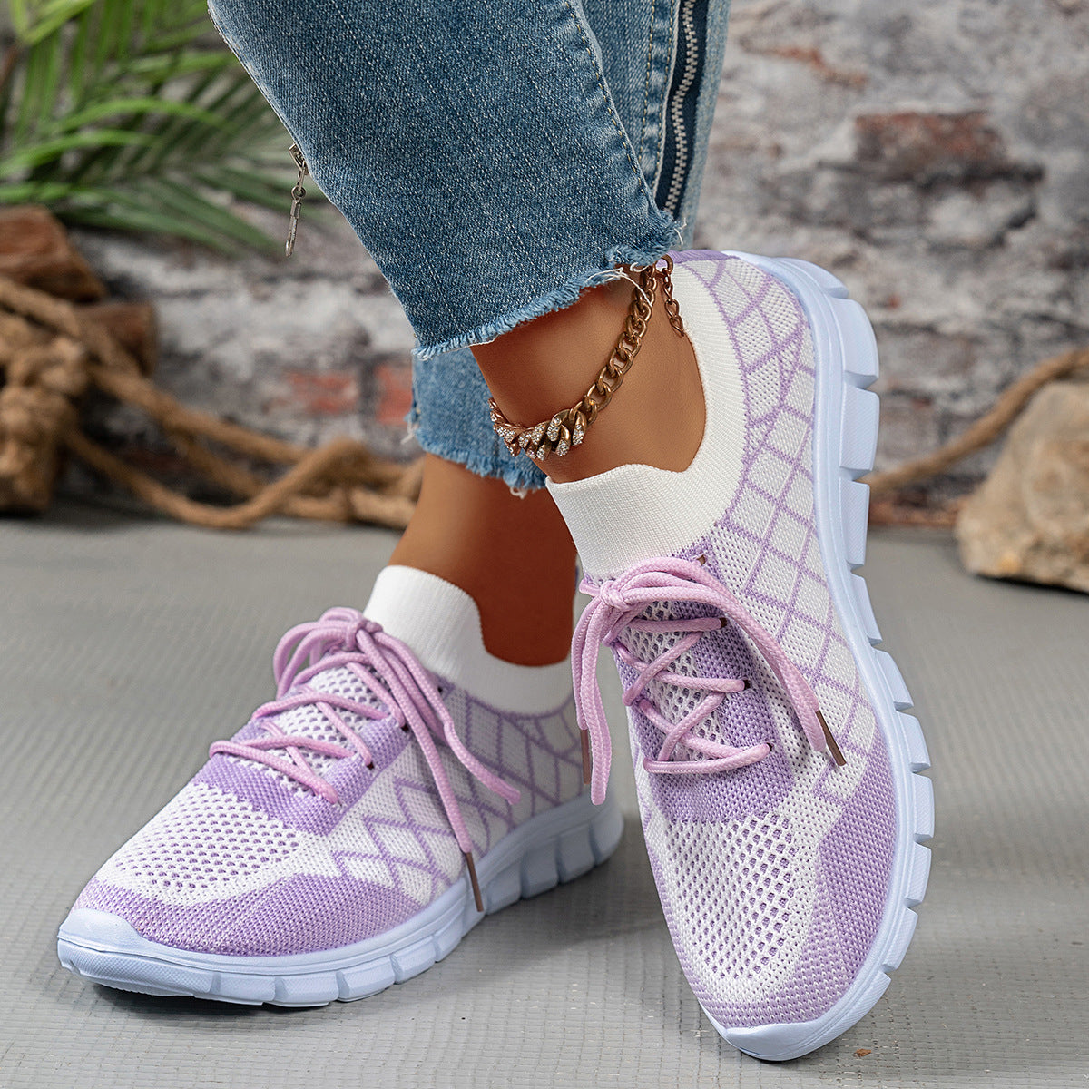 Dame Sporty Sneakers med åndbar netstruktur og skridsikker sålekonstruktion Stilla