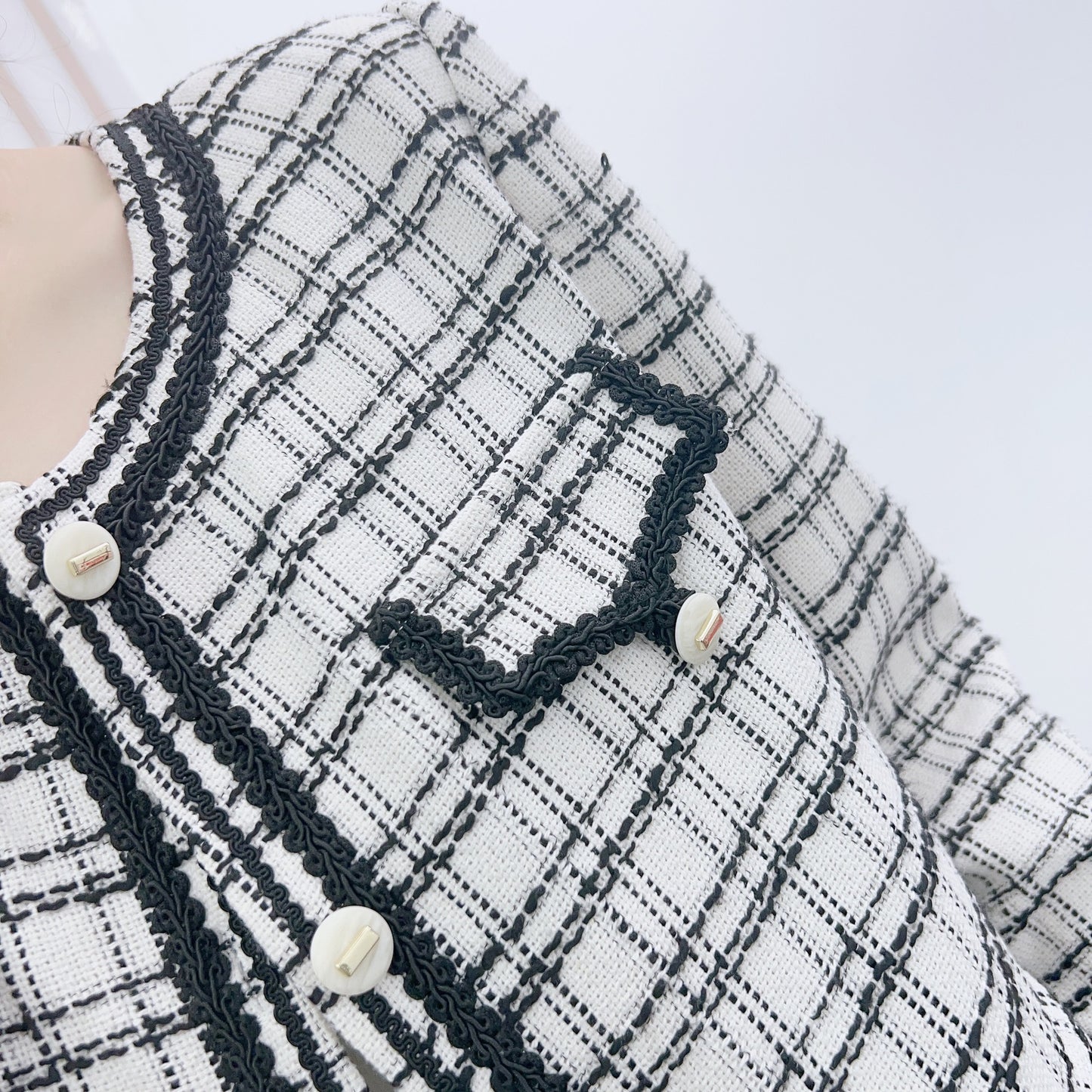 Dame Tweed Jakke med dekorative lommer og struktureret design Stilla