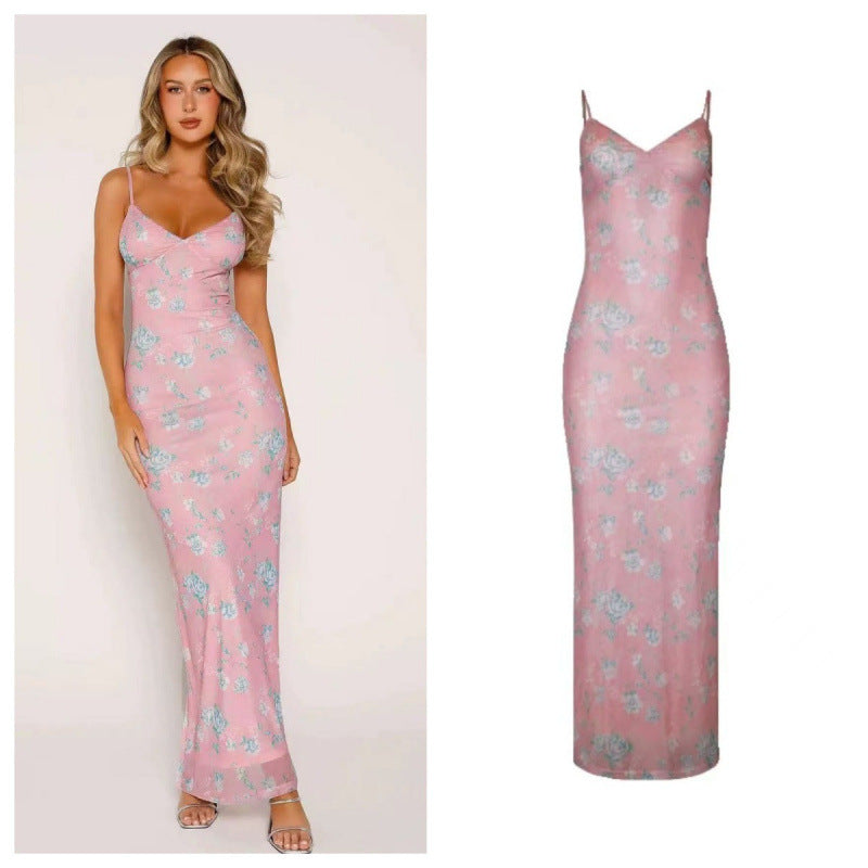 Dame Elegant Blomsterprint Maxi Kjole Stilla