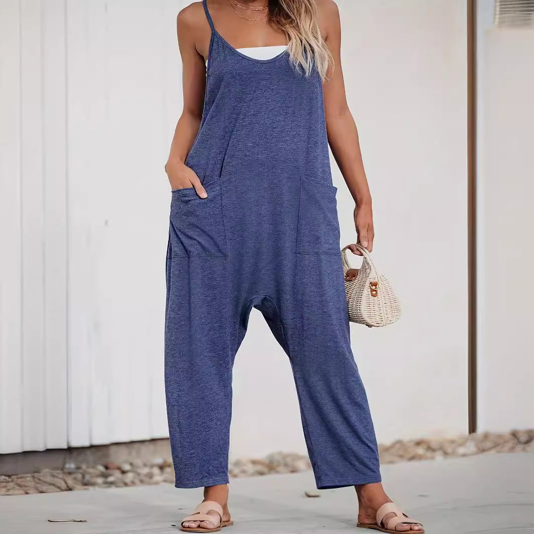 Damer komfortabel Sommer-jumpsuit med praktiske lommer og justerbare stropper Stilla