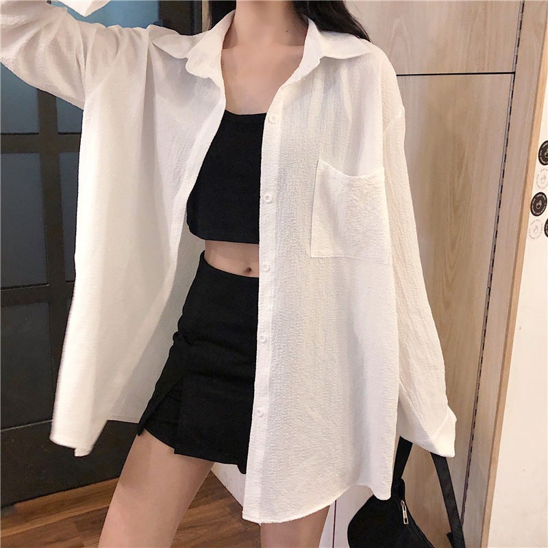 Femme Casual Struktureret Knaplukning Plus Size Skjorte Stilla