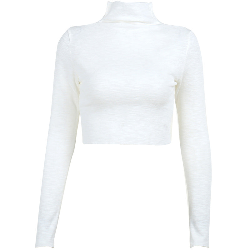 Dame Cropped-Top med høj krave og lange ærmer Stilla