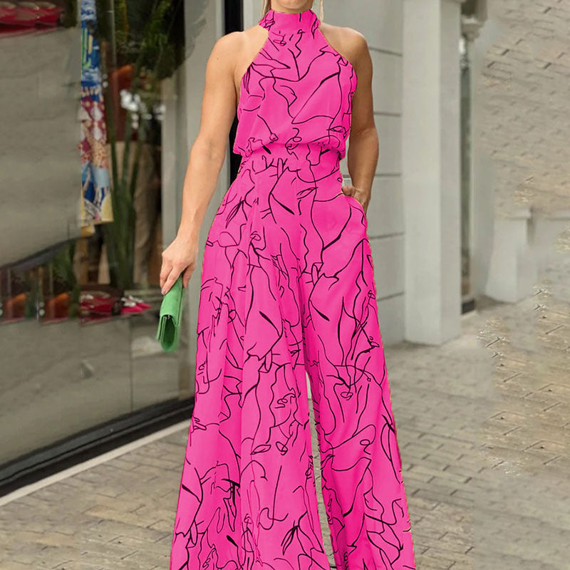 Stilla | Trykt Rund Hals Sexy Jumpsuit