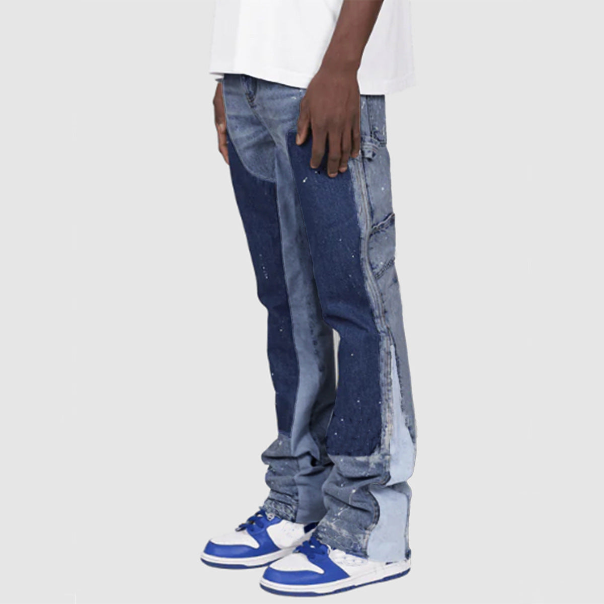 Herre Relaxed Fit Cargo-Jeans med individuelle vaskninger og lommer Stilla
