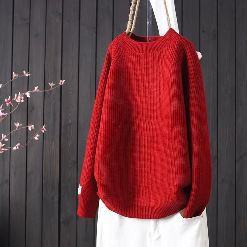 Dame afslappet ribstrik pullover med rund halsudskæring Stilla