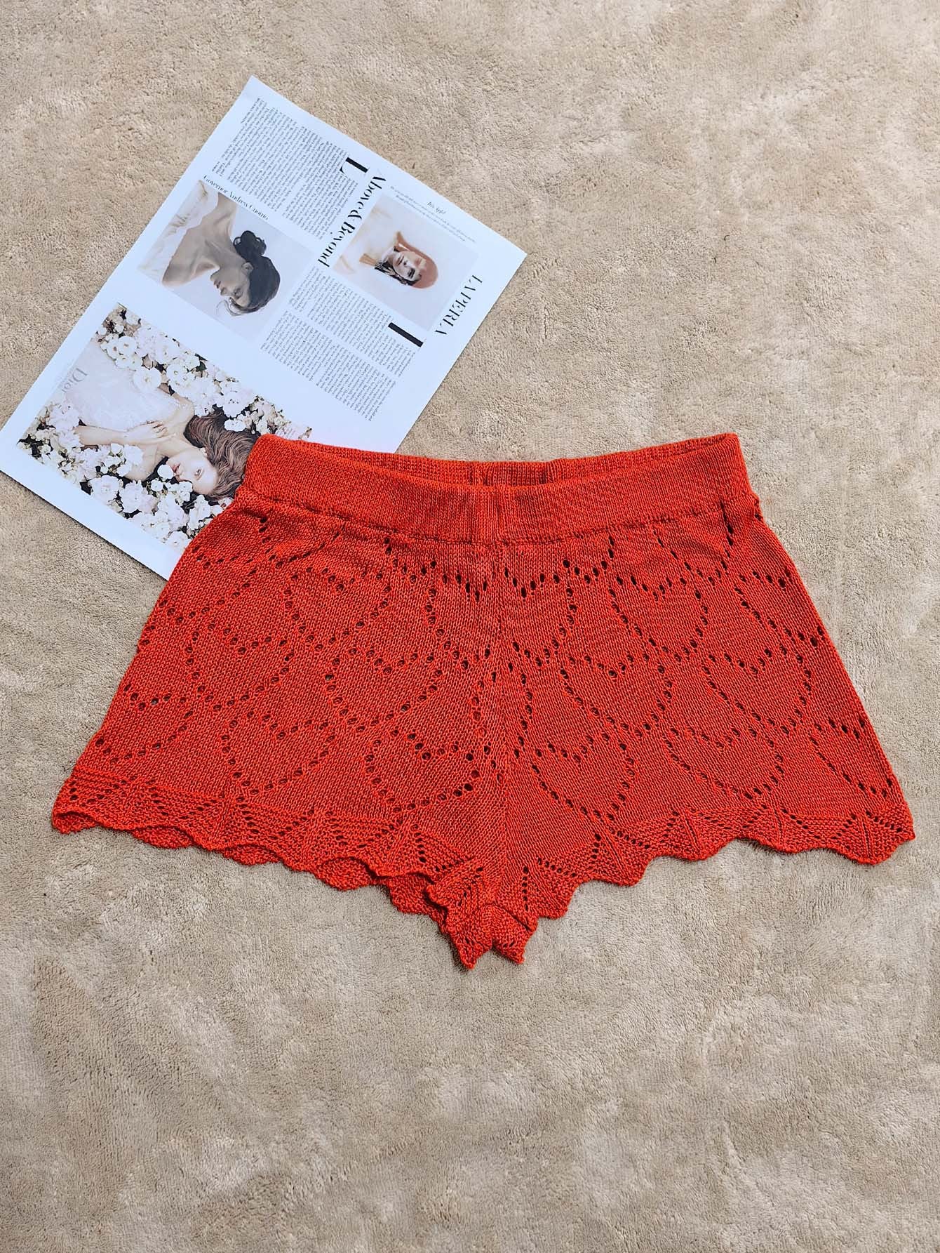 Dame luftige hæklede shorts med elegant hulmønsterstruktur Stilla