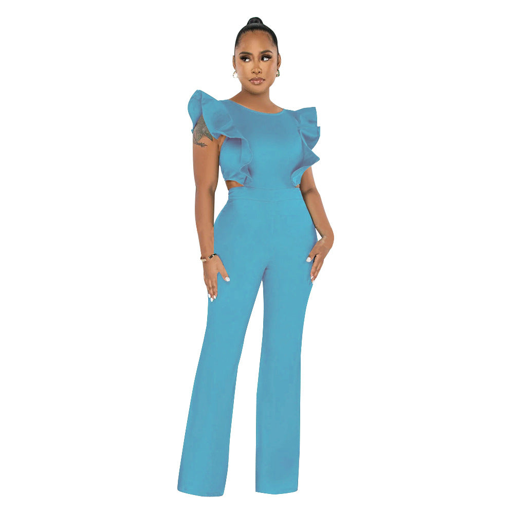 Dame elegant jumpsuit med ruffle detaljer og tætsiddende snit Stilla
