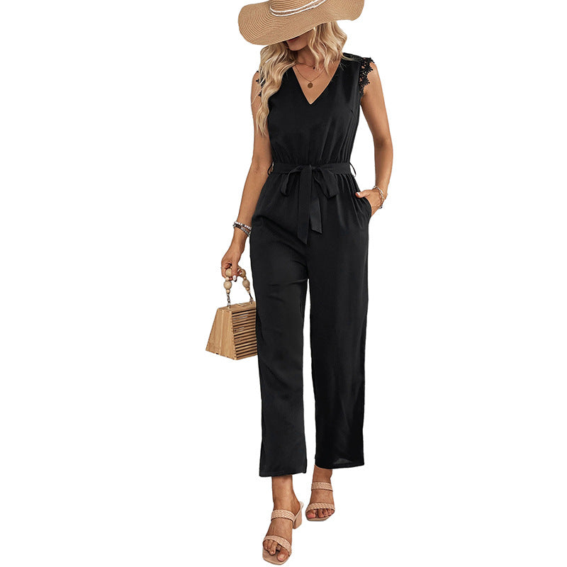 Dame elegant jumpsuit med blonder Stilla