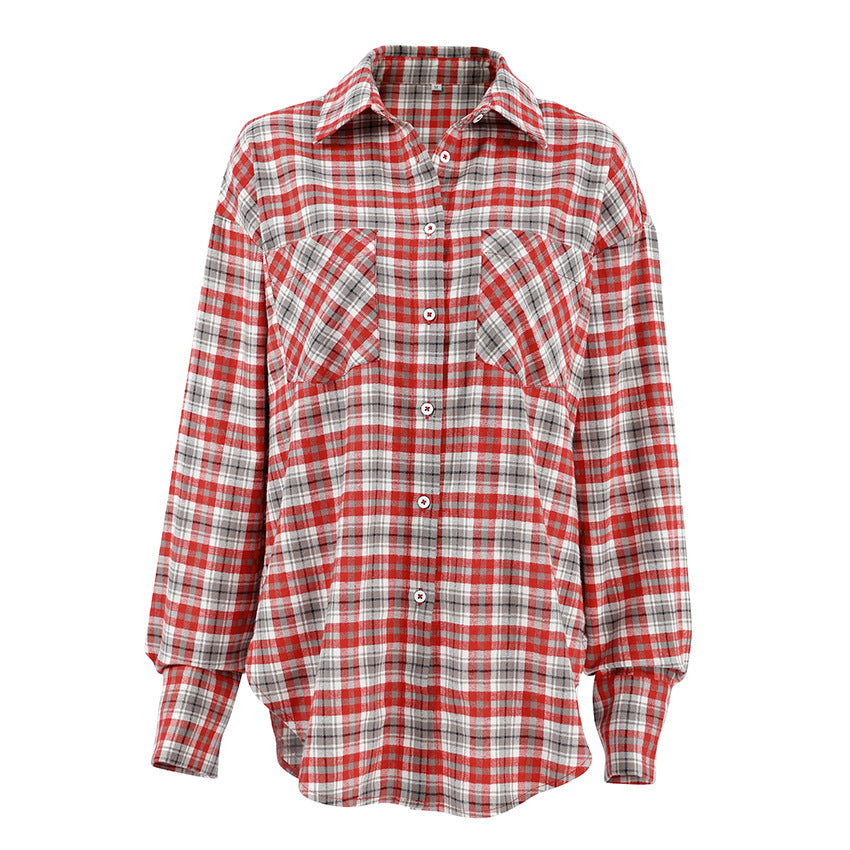 Dame flannel skjortejakke med oversized snit og ternet mønster Stilla