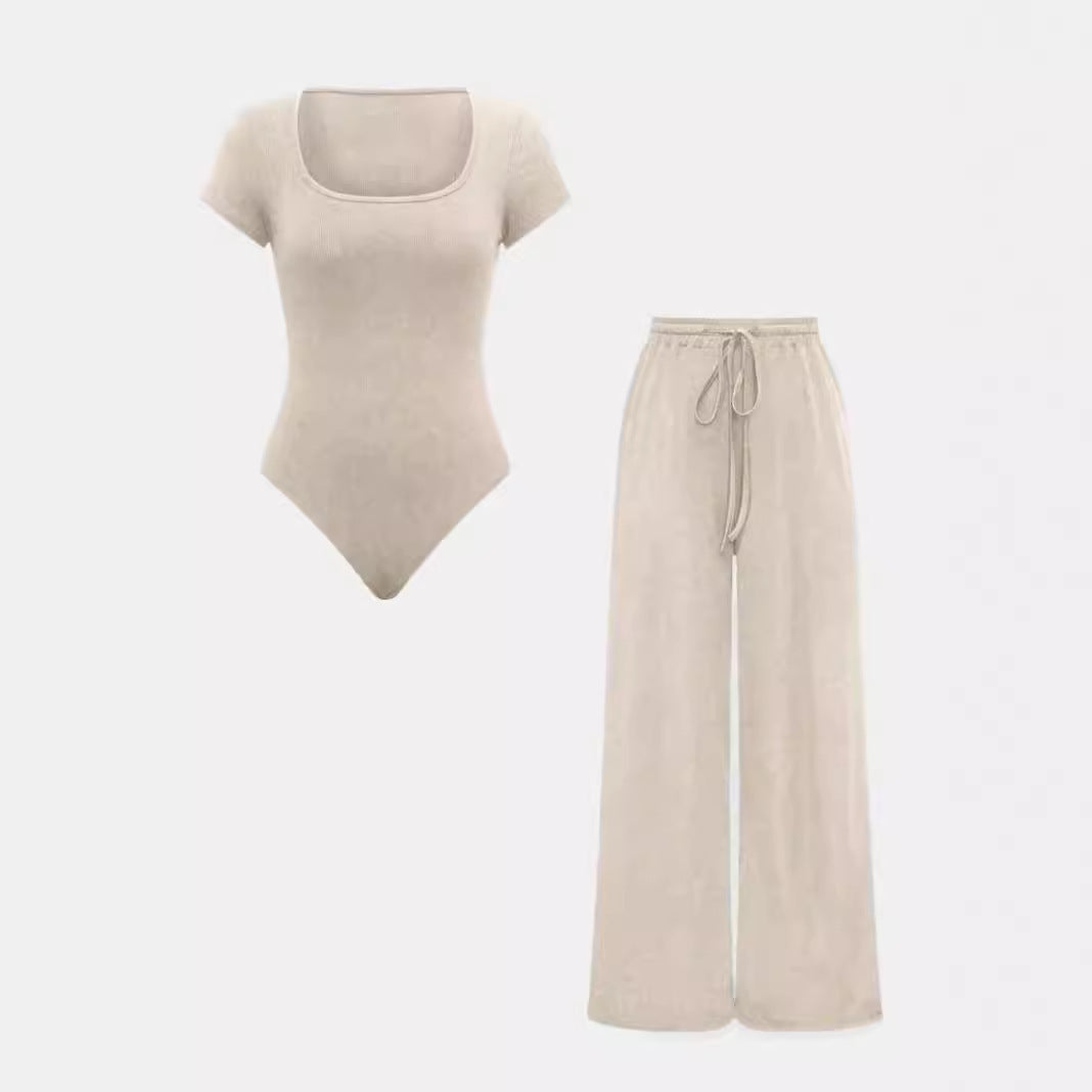 Dame madloungejumpsuit med elastiske bukser og kort overdel Stilla