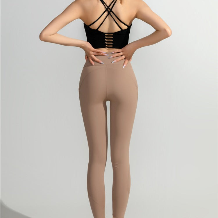 Dame High-Waist Yoga Leggings med sidelomme Stilla