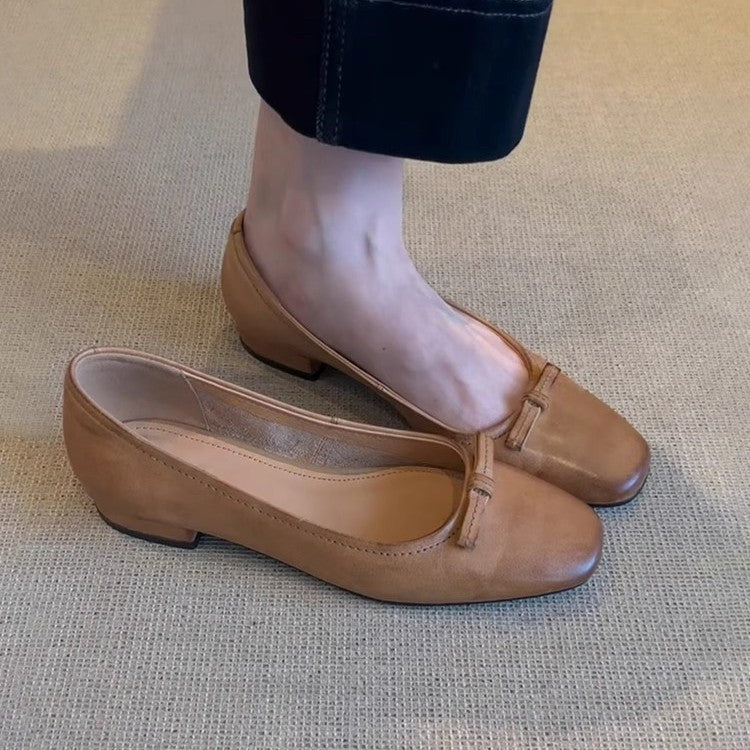 Dame Klassiske Læder Ballerina Flats med Dekorativ Bue Stilla