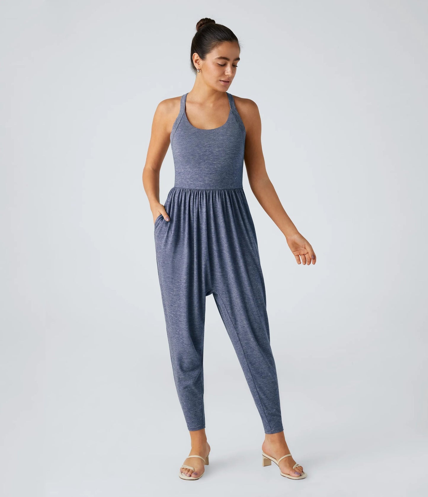Dame livlig jumpsuit med lommer og bred pasform Stilla
