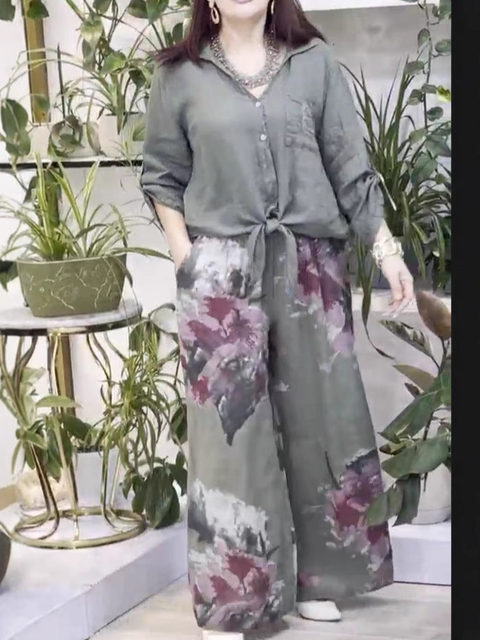 Dame legeret jakkesæt med blomstret mønster Stiila