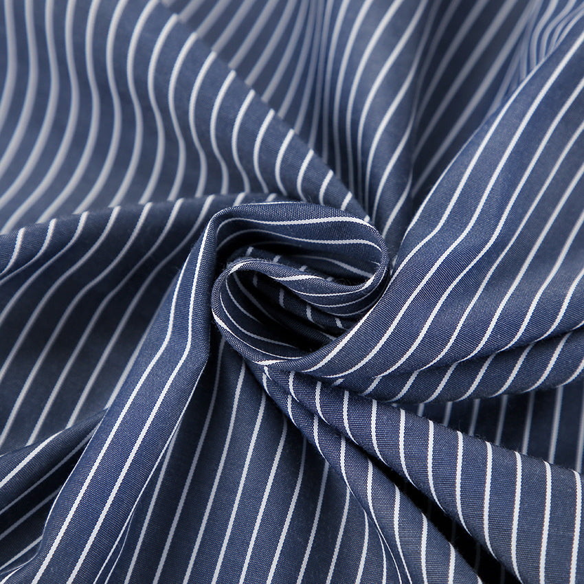 Dame Cropped Skjorte med Striber og Bindebånd Stilla