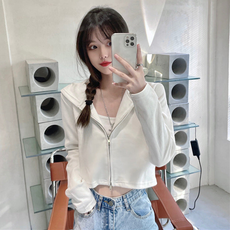 Dame Cropped Zip-Up Hoodie Stilla