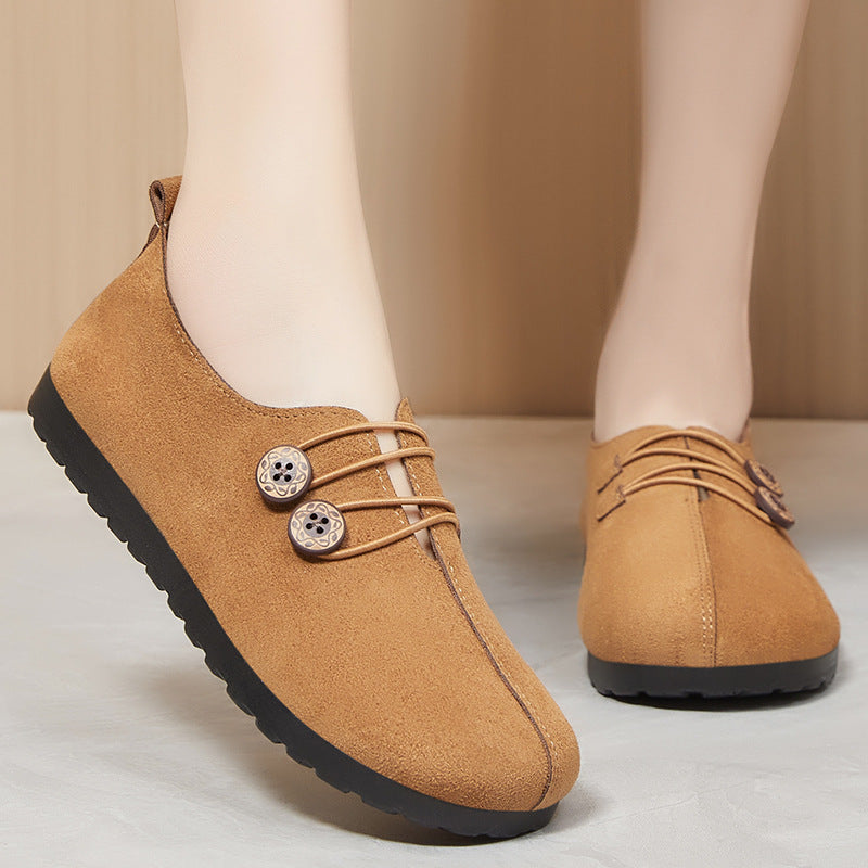 Femme Bekvemme Suede Slippers med Justerbar Lås Stilla