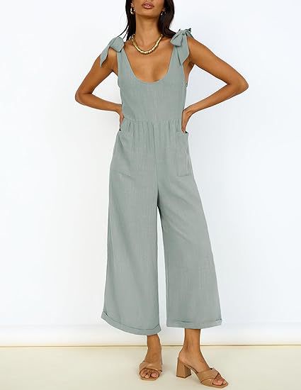 Dame Casual Jumpsuit med justerbare stropper og bred ben Stilla