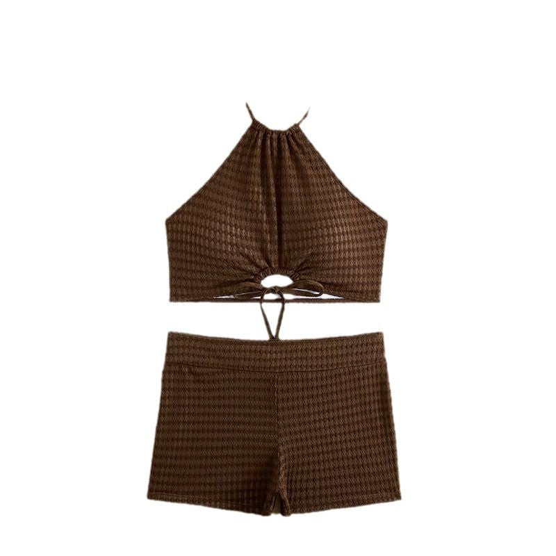 Dame Sporty Bikini-sæt med højt skåret top og knyttet detalje Stilla