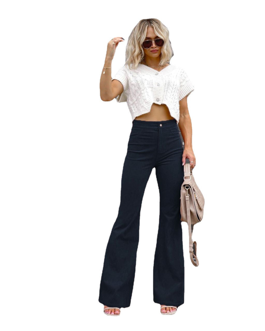 Dame Flared Jeans med høj talje og figurformende snit Stilla