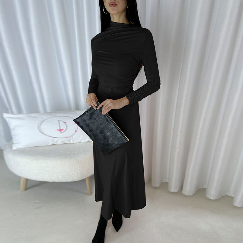 Dame Elegant Langærmet Maxi-Kjole med maskeret overdel Stilla