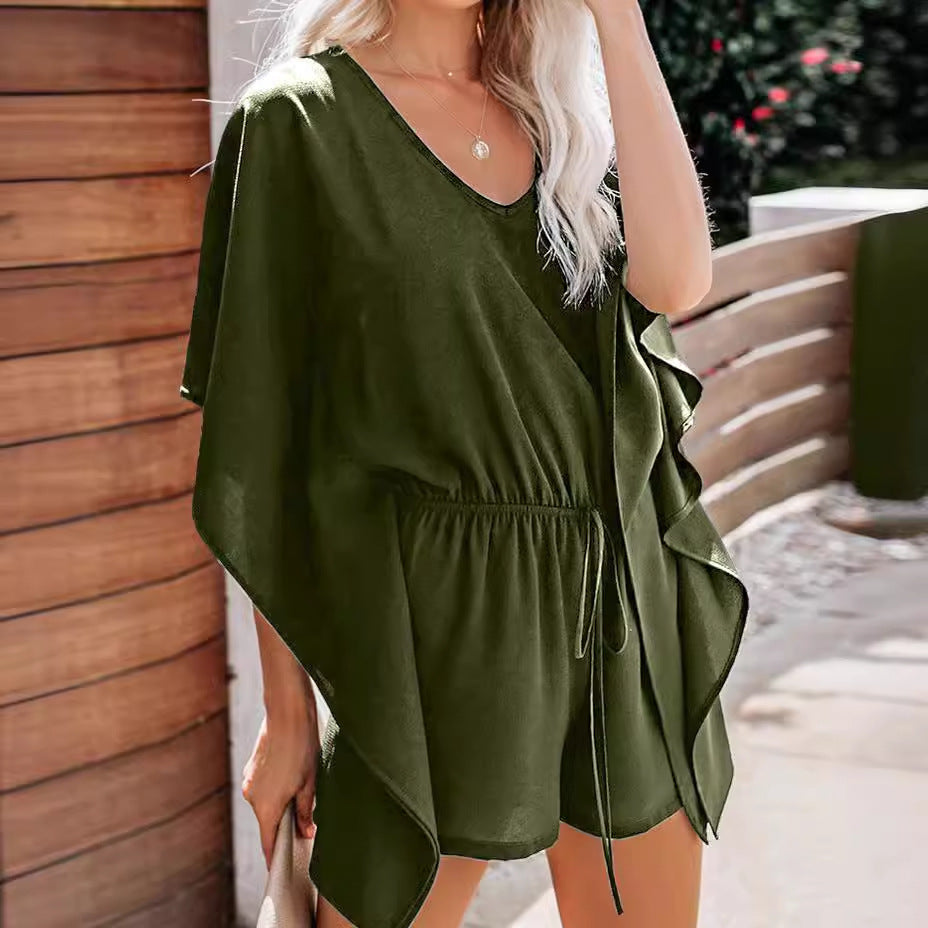 Dame luftigt Kaftan-kjole med elastisk talje Stilla