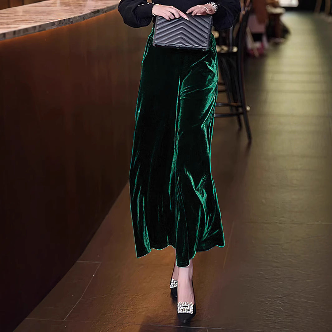 Dame elegant flared bukser lavet af luksuriøs velour Stilla