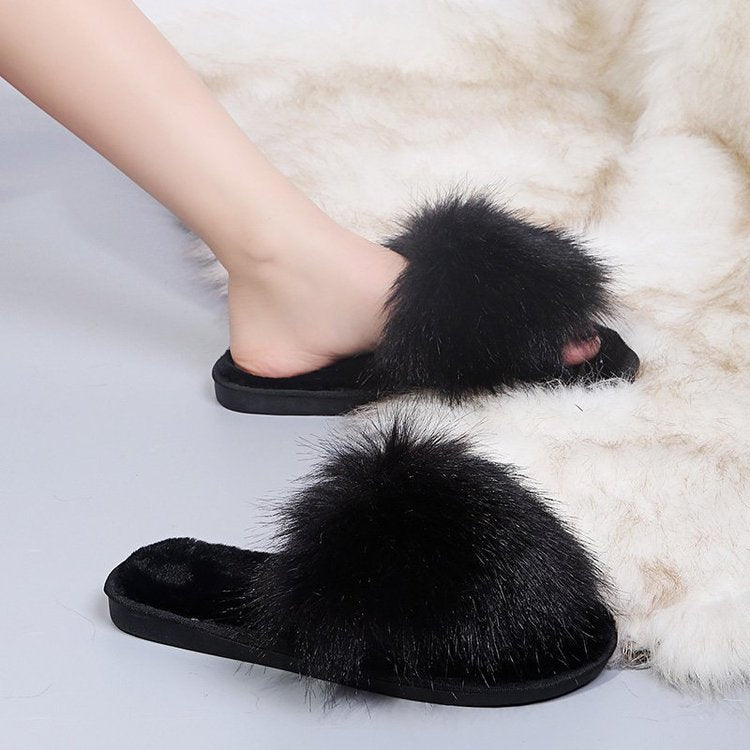 Dame fluffy hjemmesko med luksuriøs pelsdetalje Stilla