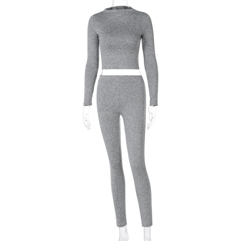 Dame Sporty sæt med tætsiddende, langærmet top og høj talje leggings Stilla