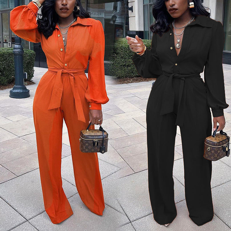 Dame Elegant Jumpsuit med figursyet design og knapliste Stilla